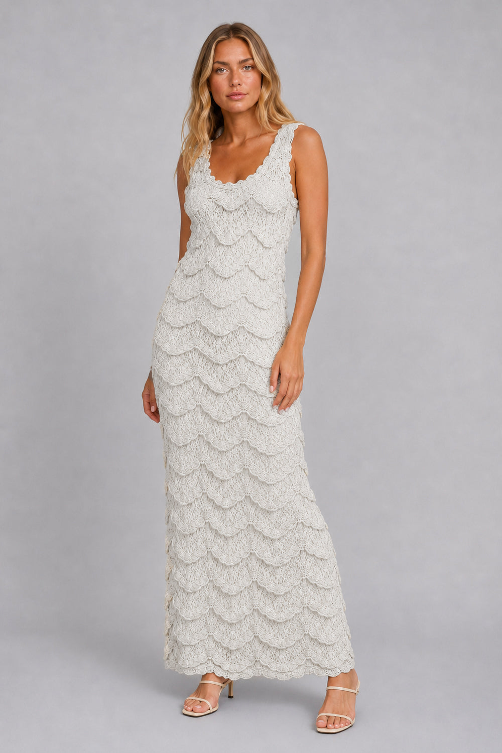 Vestido Tricot Midi New Gisele Off White