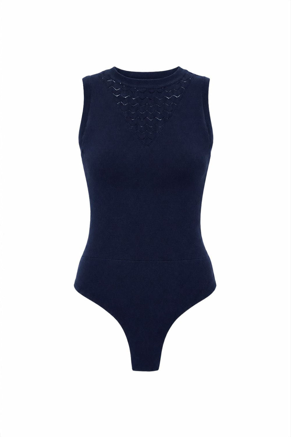 Body Tricot Blanche Azul Marinho