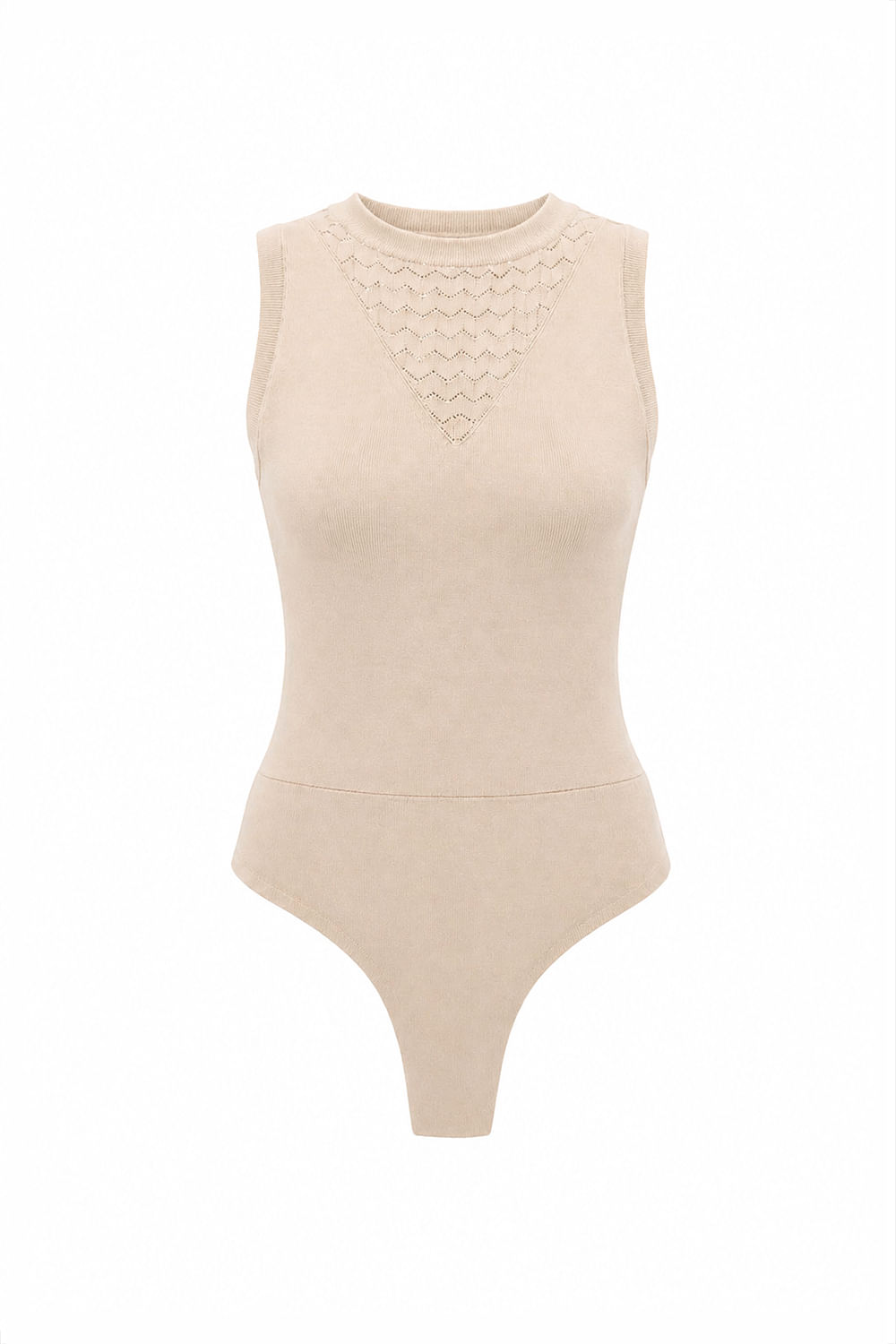 Body Tricot Blanche Bege Areia