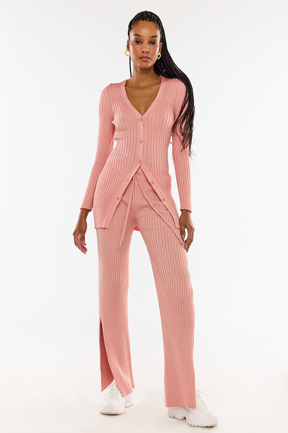 Calça Tricot Katiusca Rosa Flamingo