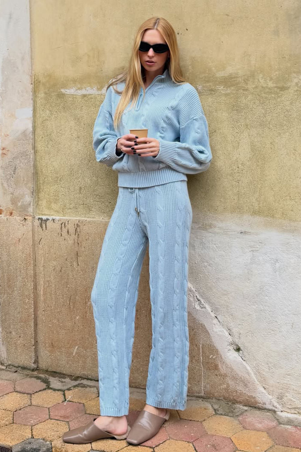 Calça Tricot Leila Azul Ice