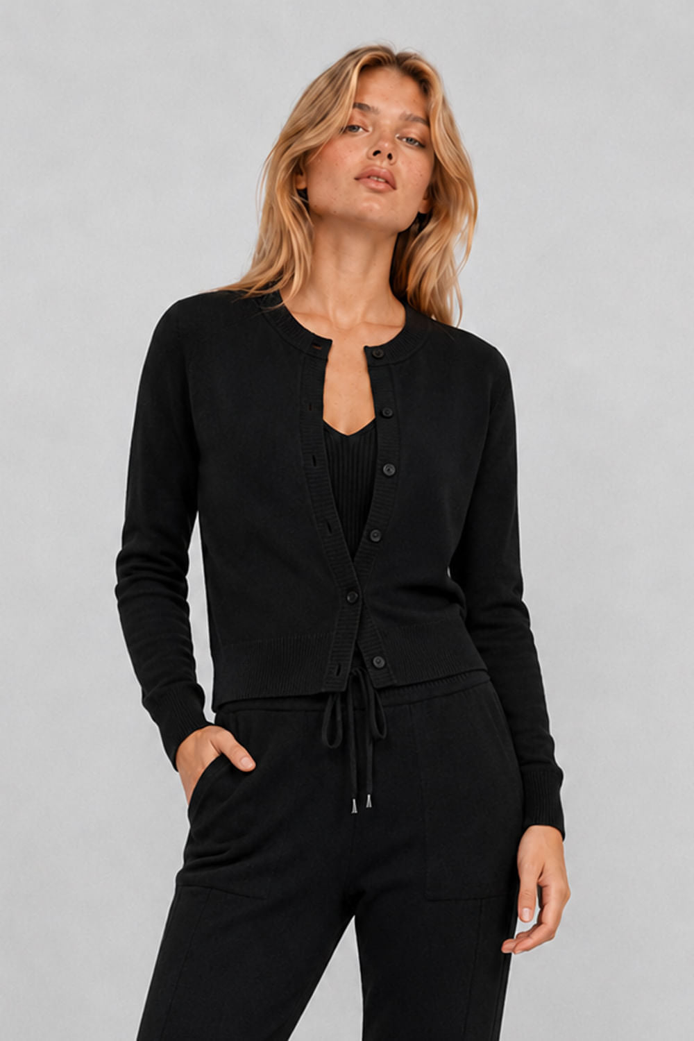 Casaco Tricot Bia Preto