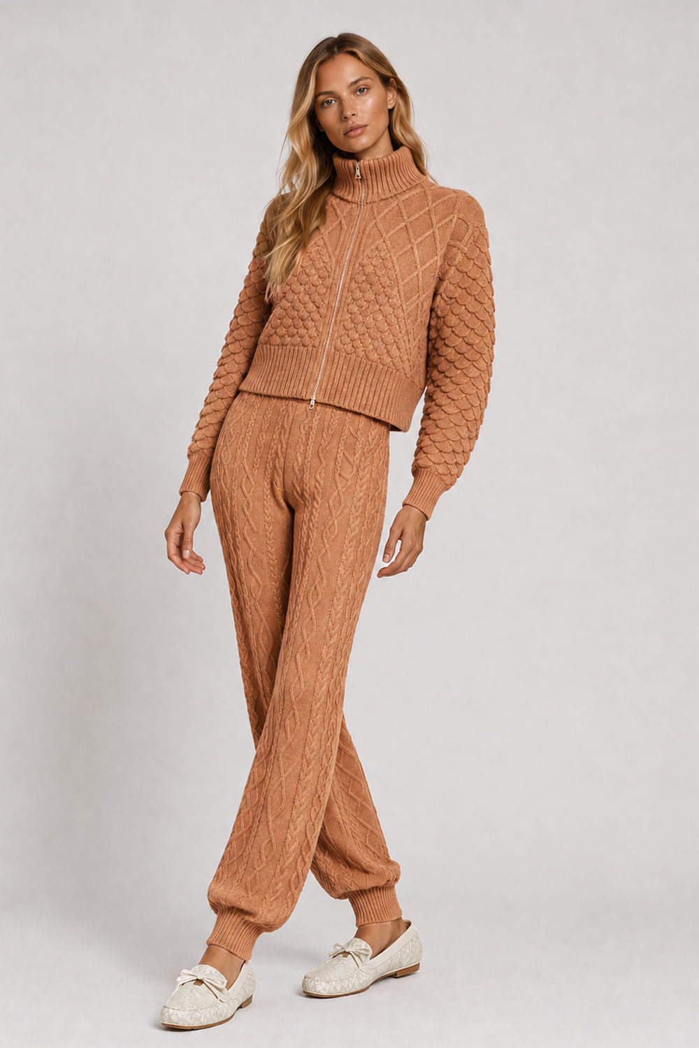 Calça Tricot Rose Amêndoa