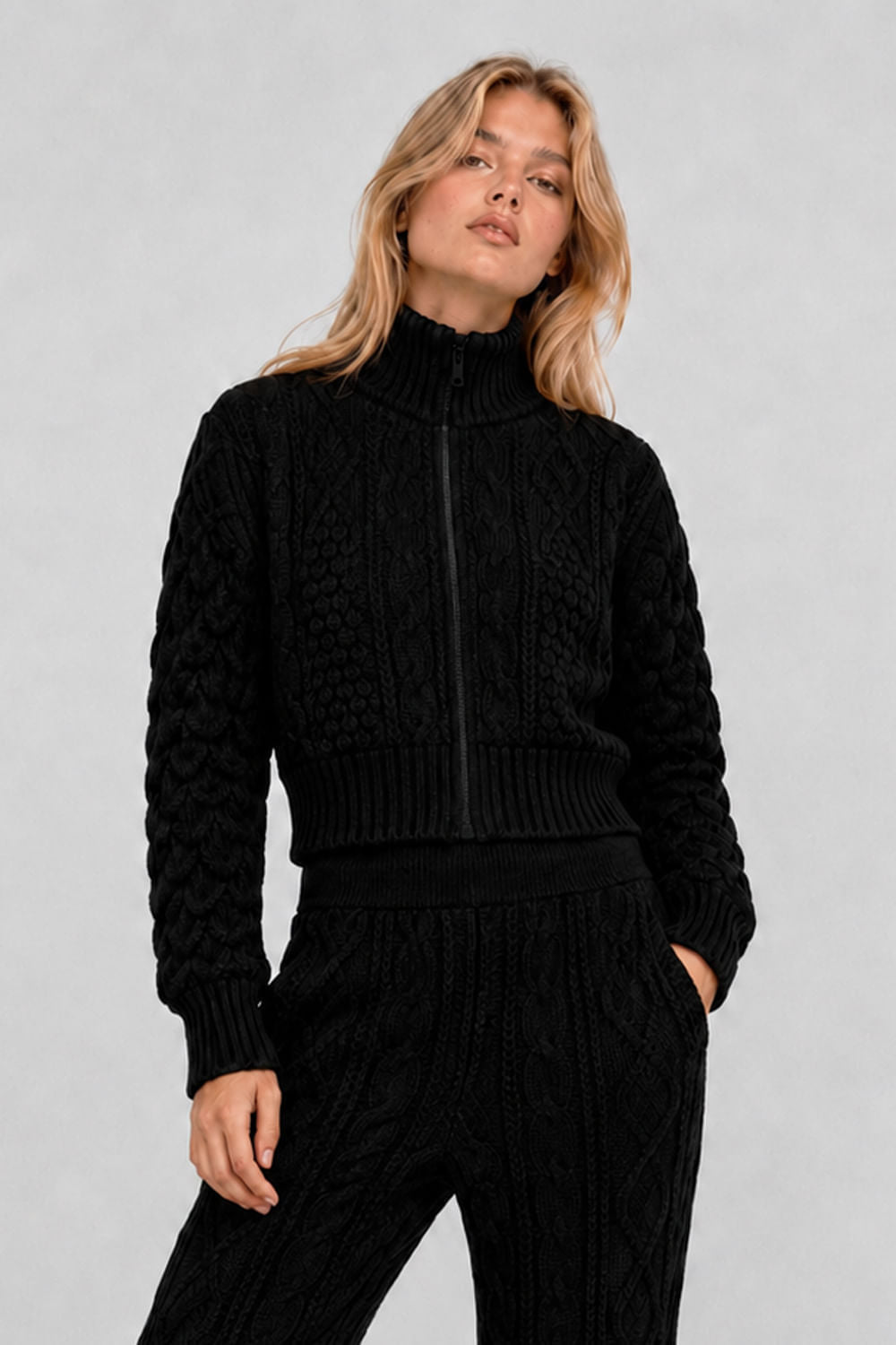 Casaco Tricot Rose Preto