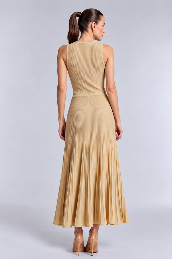 Vestido Tricot Midi Clarice Bege Macadâmia