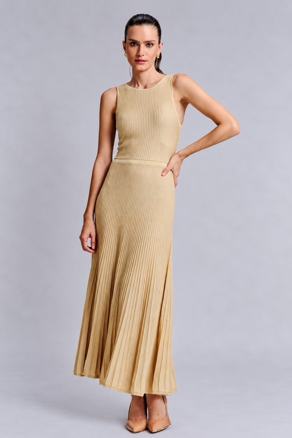 Vestido Tricot Midi Clarice Bege Macadâmia