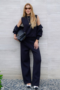 Calça Tricot Cora Pantalona Preto