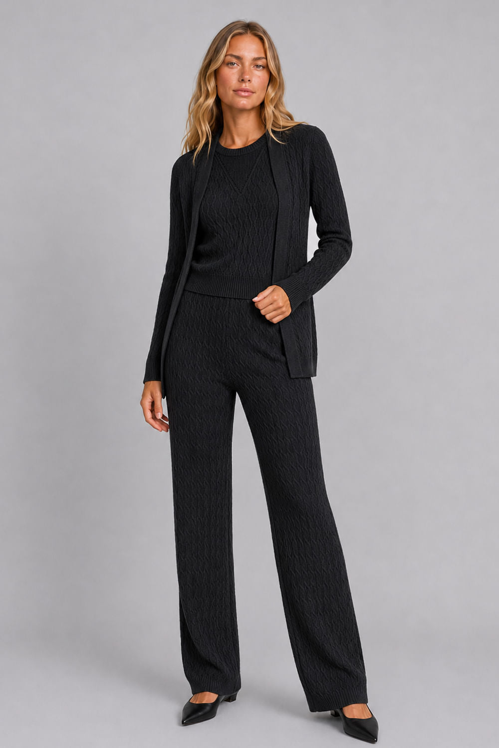 Jaqueta Tricot Flora Preto