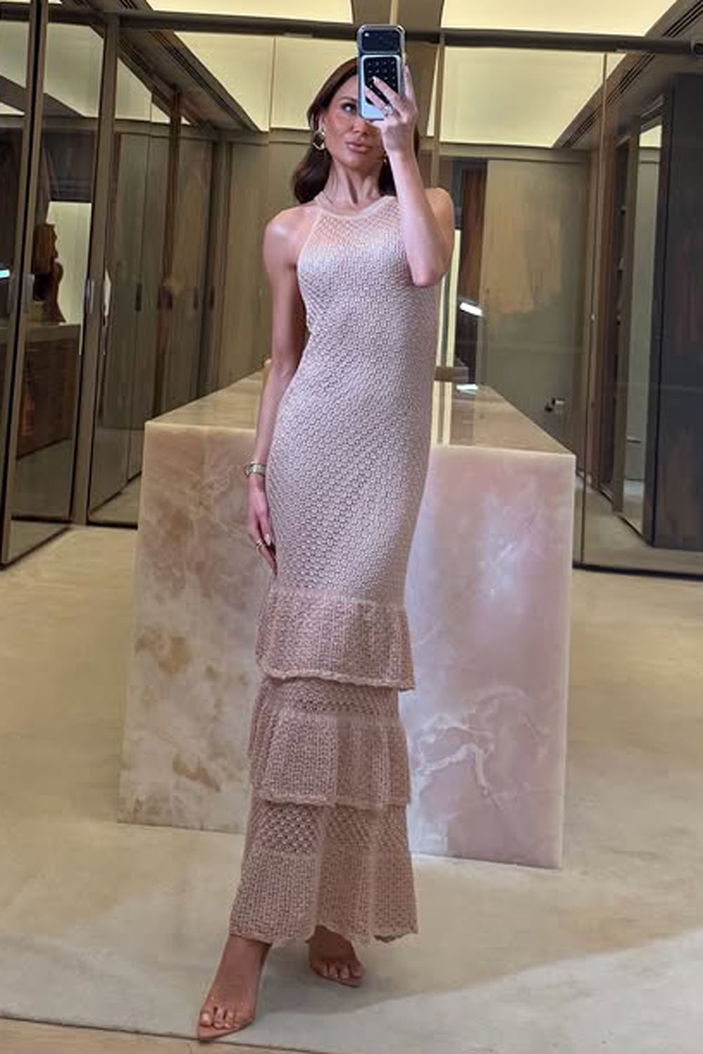Vestido Tricot Midi Manuela Champagne