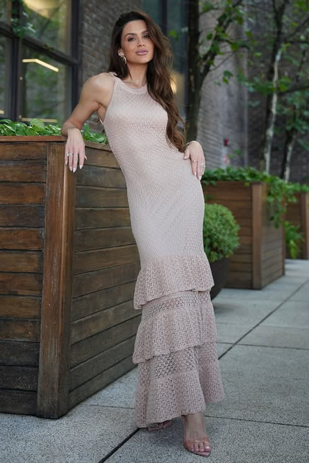 Vestido Tricot Midi Manuela Champagne