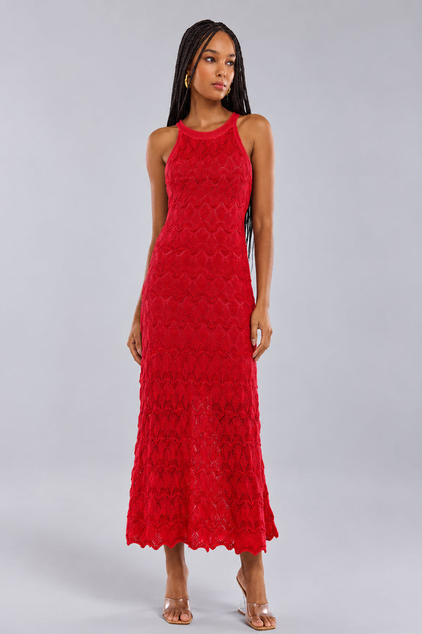 Vestido Tricot Midi Mel Vermelho