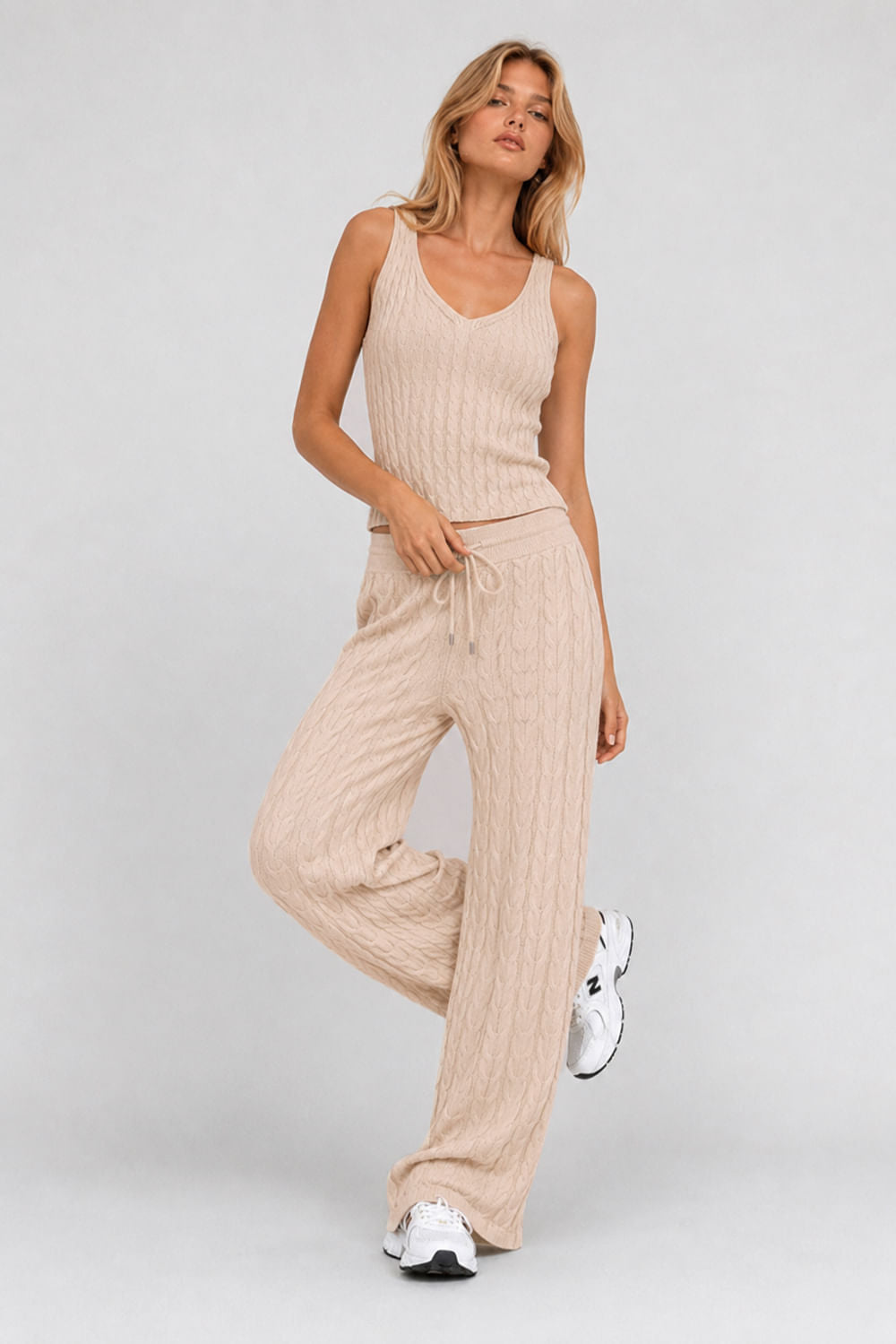 Regata Tricot Roberta Bege Areia
