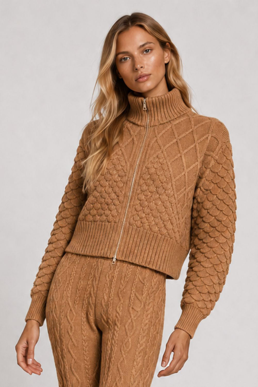 Casaco Tricot Rose Amêndoa