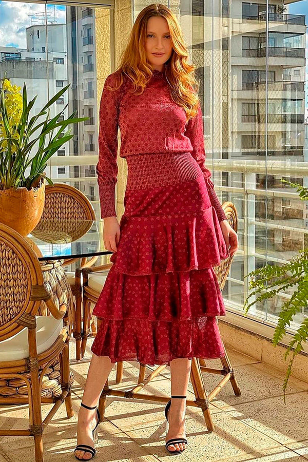 Saia Tricot Midi Charlotte Maravilha