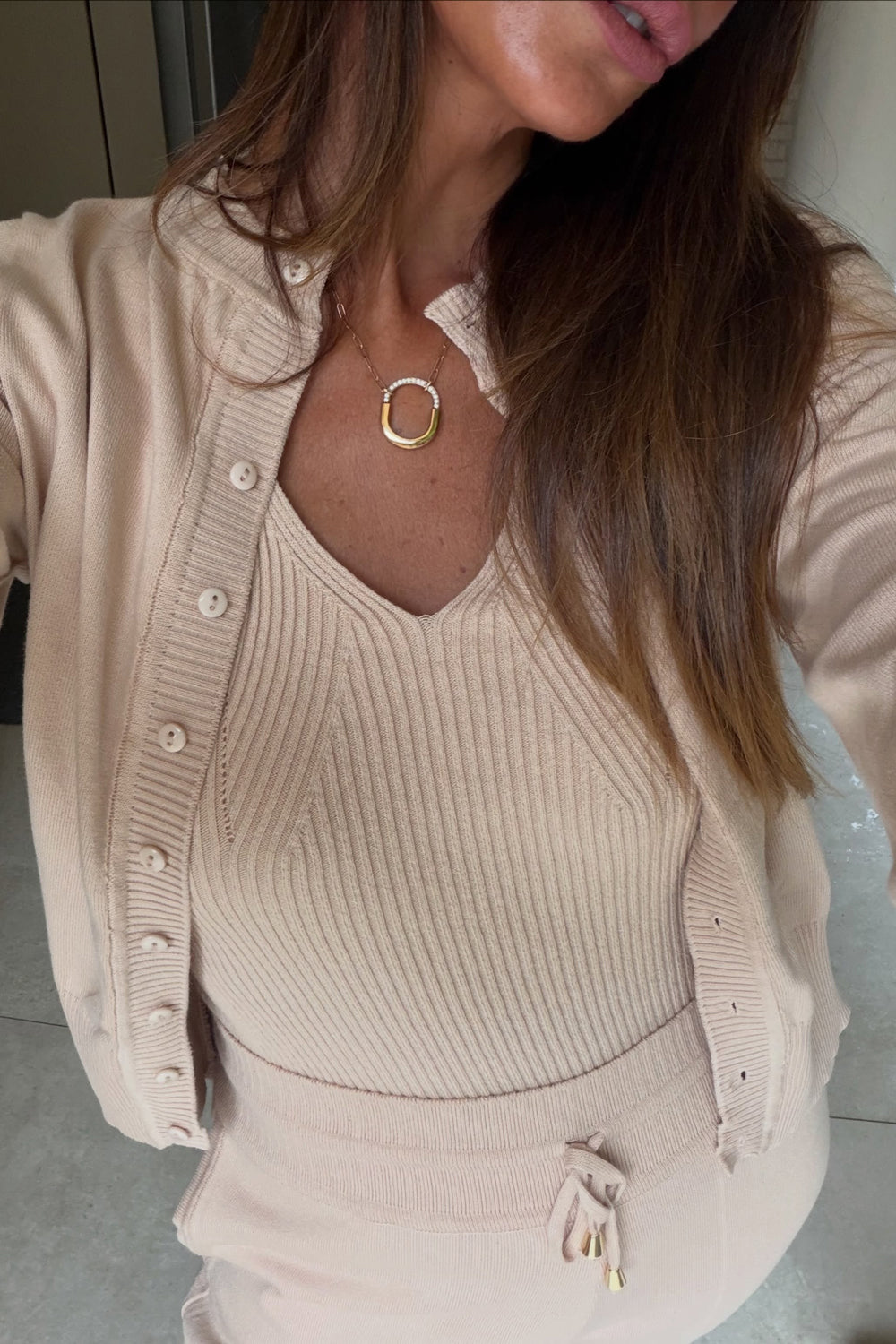 Casaco Tricot Bia Areia