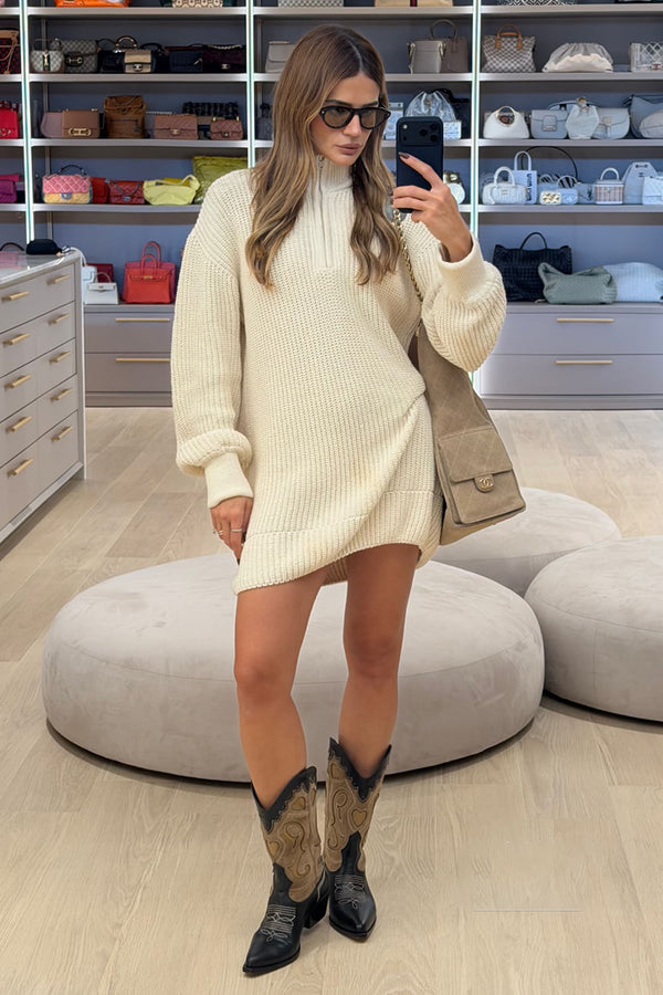 Maxi Pullover Tricot Milena Branco Marfim
