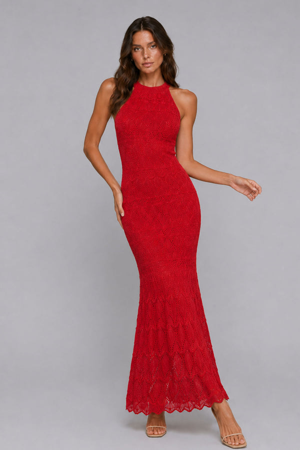 Vestido Tricot Midi Mel Vermelho